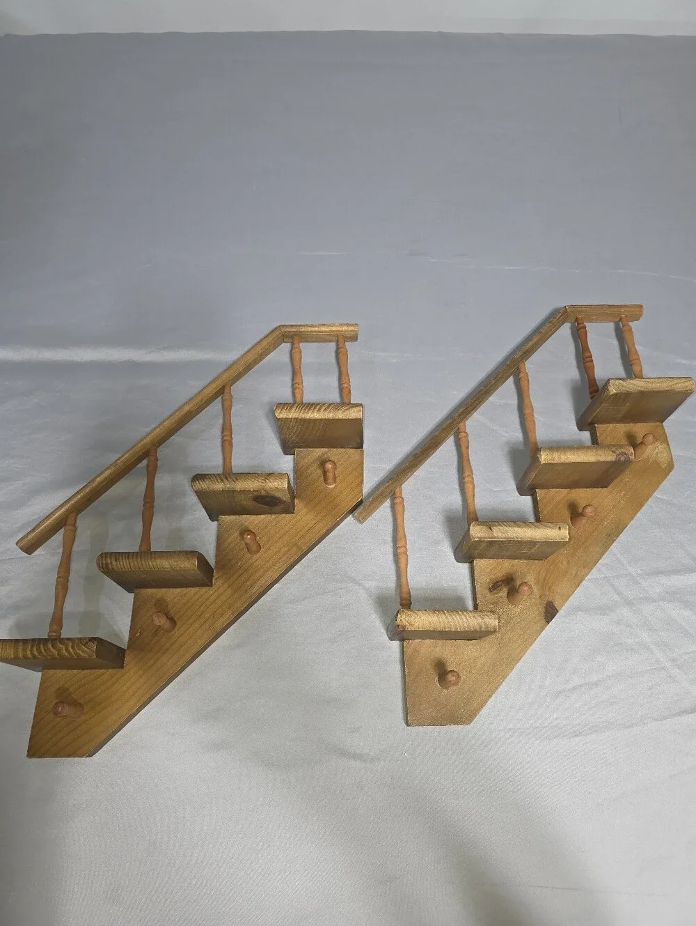 Vintage Wooden Staircase Wall Hangings Set of 2 Miniature Steps